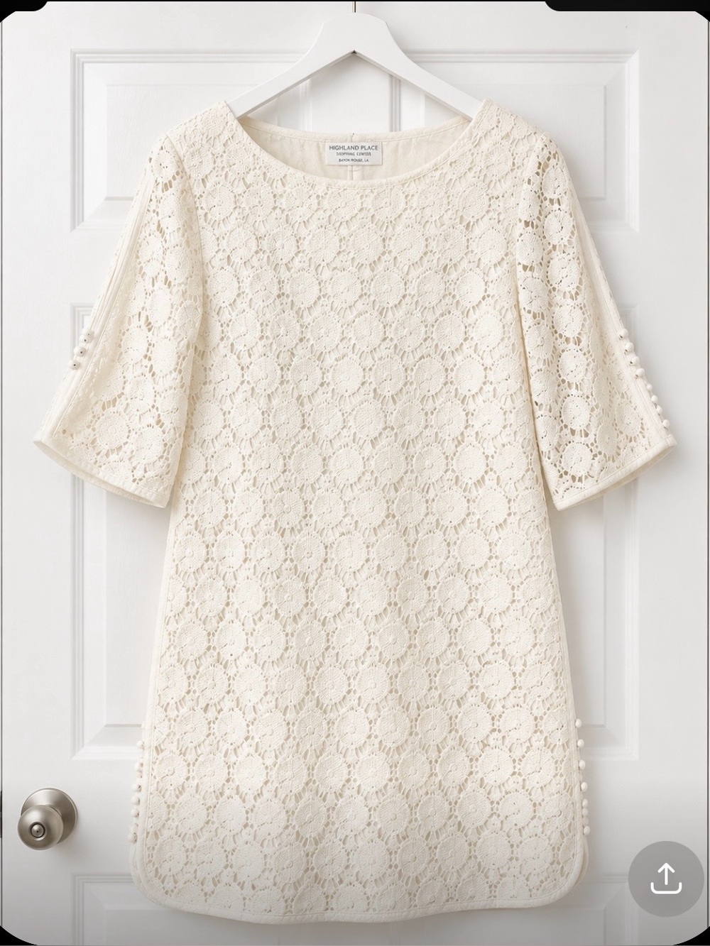 Trina Turk Cream Lace Dress with Half Sleeves